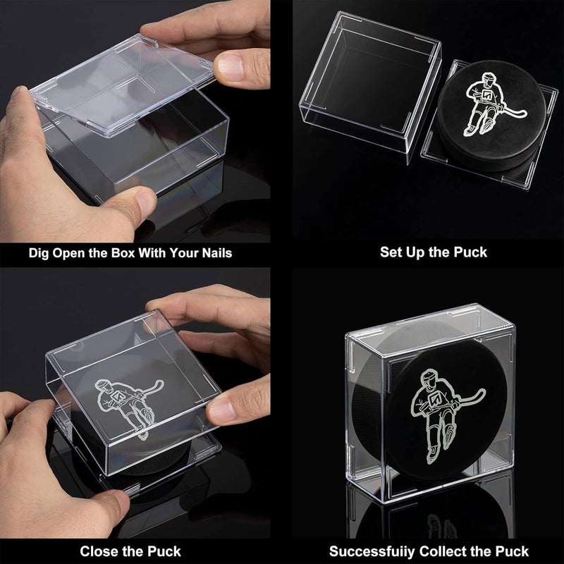 CARDARCHIVER Cube Square Hockey Puck Display Cases - 6-Count Holder, 2-Piece Snap Clear Hockey Puck Display Boxes - Image 3